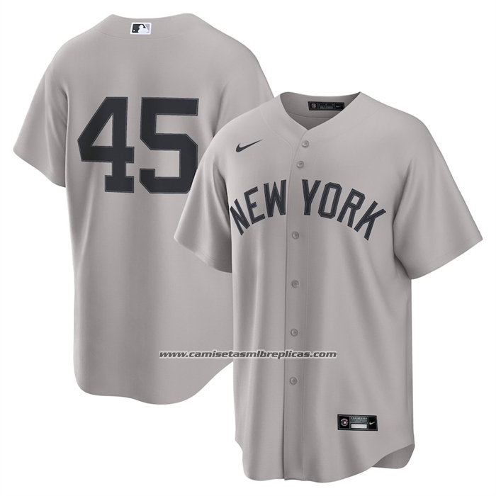 Camiseta Beisbol Hombre New York Yankees Gerrit Cole Segunda Replica Gris
